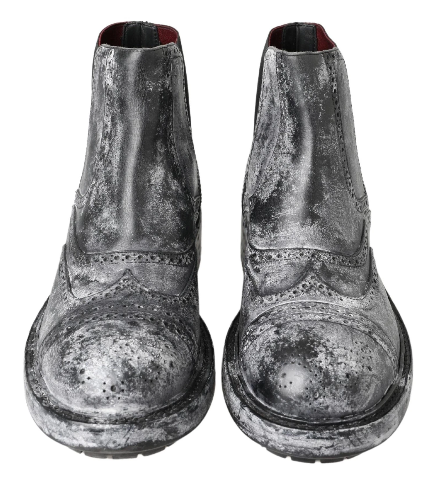 Dolce & Gabbana Black Gray Leather Ankle Men's Boots 5 Dolce & Gabbana Black Gray Leather Ankle Men's Boots - Image 3