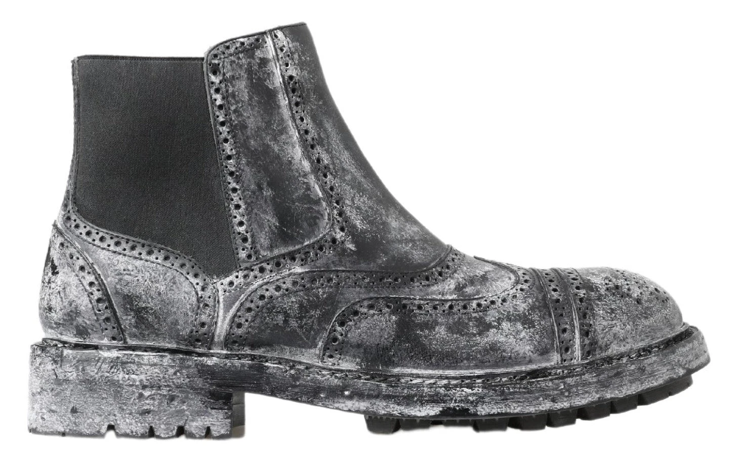 Dolce & Gabbana Black Gray Leather Ankle Men's Boots 3 Dolce & Gabbana Black Gray Leather Ankle Men's Boots