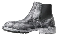 Dolce & Gabbana Black Gray Leather Ankle Men's Boots 13 Dolce & Gabbana Black Gray Leather Ankle Men's Boots -Lux Lair Store 4282666