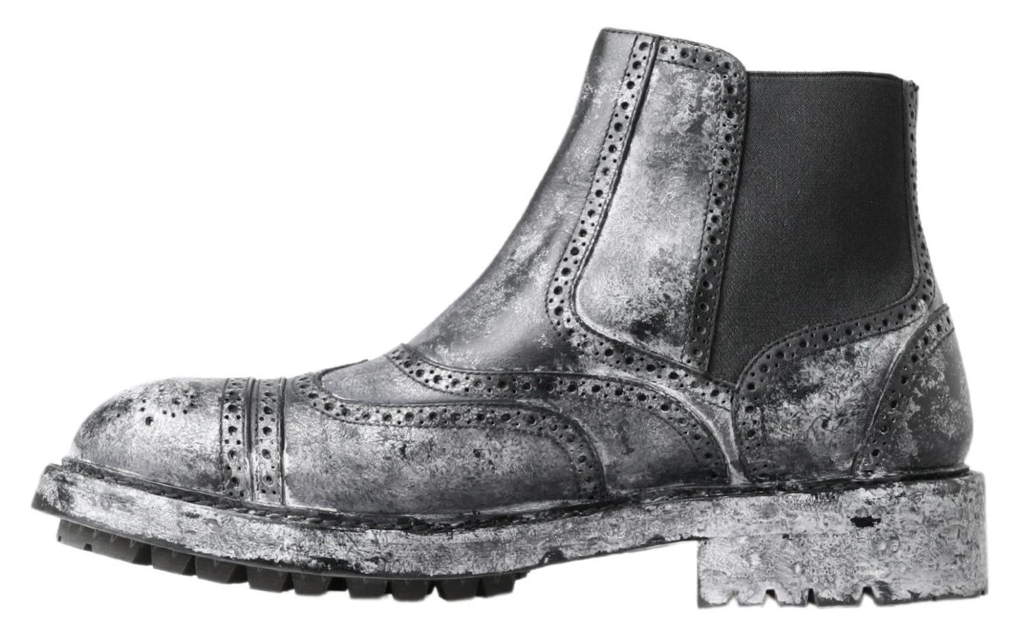 Dolce & Gabbana Black Gray Leather Ankle Men's Boots 8 Dolce & Gabbana Black Gray Leather Ankle Men's Boots - Image 6