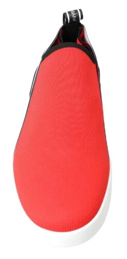 Dolce & Gabbana Red White Flat Sneakers Loafers Men's Shoes -Lux Lair Store 4282741