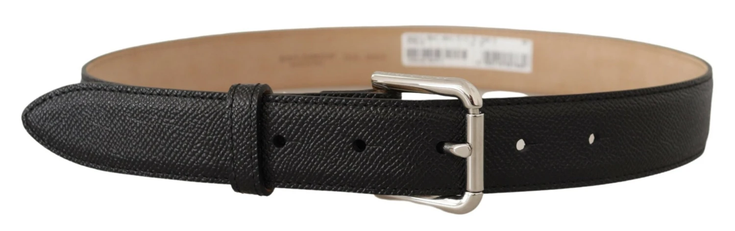 Dolce & Gabbana Black Calf Leather Brown Backend Metal Buckle Men's Belt 4 Dolce & Gabbana Black Calf Leather Brown Backend Metal Buckle Men's Belt - Image 2