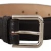 Dolce & Gabbana Black Calf Leather Brown Backend Metal Buckle Men's Belt -Lux Lair Store 4282892
