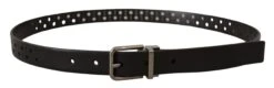 Dolce & Gabbana Black Calf Leather Perforated Metal Buckle Men's Belt 10 Dolce & Gabbana Black Calf Leather Perforated Metal Buckle Men's Belt -Lux Lair Store 4282910