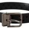 Dolce & Gabbana Black Calf Leather Perforated Metal Buckle Men's Belt