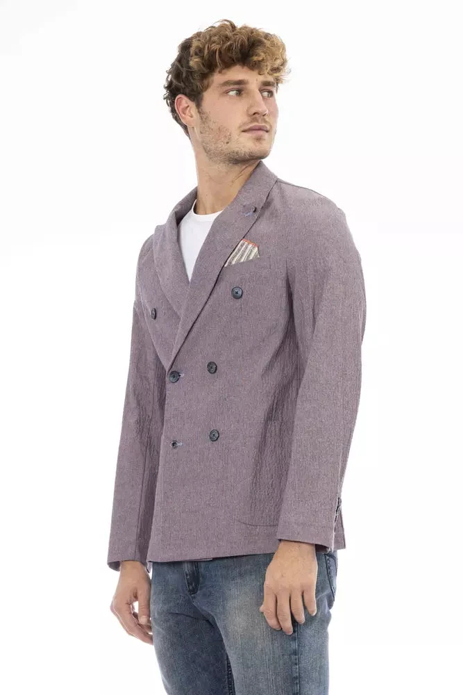 Distretto12 Purple Cotton Men Men's Blazer 4 Distretto12 Purple Cotton Men Men's Blazer - Image 2