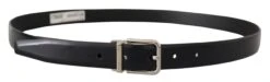Dolce & Gabbana Black Calf Leather Classic Logo Metal Buckle Men's Belt -Lux Lair Store 4283622
