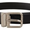 Dolce & Gabbana Black Calf Leather Classic Logo Metal Buckle Men's Belt
