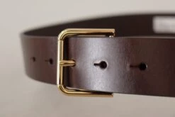 Dolce & Gabbana Brown Plain Calf Leather Gold Tone Buckle Men's Belt 11 Dolce & Gabbana Brown Plain Calf Leather Gold Tone Buckle Men's Belt -Lux Lair Store 4283999