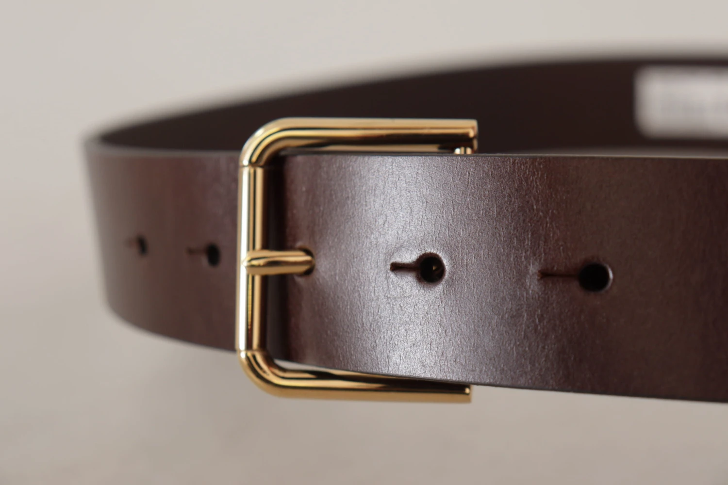 Dolce & Gabbana Brown Plain Calf Leather Gold Tone Buckle Men's Belt 6 Dolce & Gabbana Brown Plain Calf Leather Gold Tone Buckle Men's Belt - Image 4