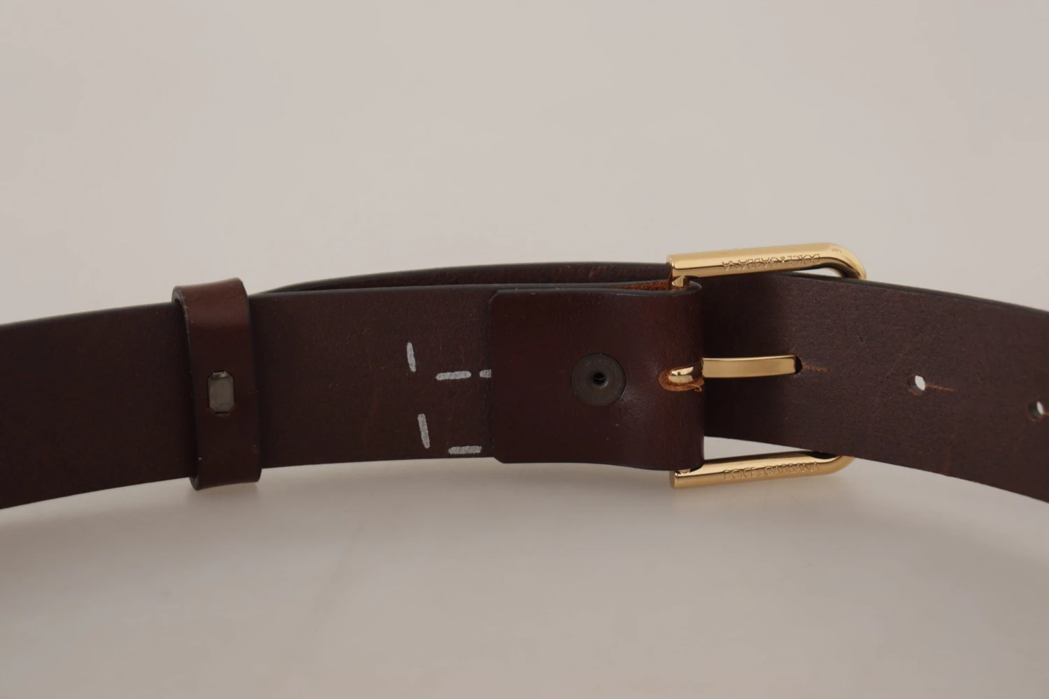 Dolce & Gabbana Brown Plain Calf Leather Gold Tone Buckle Men's Belt 7 Dolce & Gabbana Brown Plain Calf Leather Gold Tone Buckle Men's Belt - Image 5