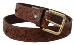 Dolce & Gabbana Brown Leather Floral Studded Metal Buckle Men's Belt 8 Dolce & Gabbana Brown Leather Floral Studded Metal Buckle Men's Belt -Lux Lair Store 4288173
