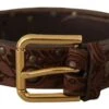 Dolce & Gabbana Brown Calf Leather Embossed Gold Metal Men's Buckle 1 Dolce & Gabbana Brown Calf Leather Embossed Gold Metal Men's Buckle -Lux Lair Store 4288182