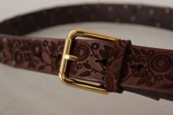 Dolce & Gabbana Brown Calf Leather Embossed Gold Metal Men's Buckle -Lux Lair Store 4288184