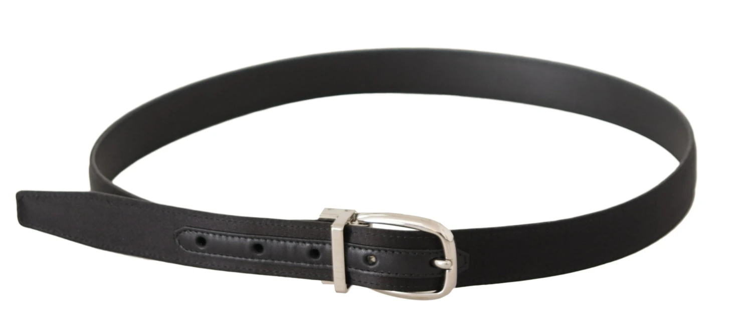 Dolce & Gabbana Black Canvas Leather Silver Logo Metal Buckle Men's Belt 4 Dolce & Gabbana Black Canvas Leather Silver Logo Metal Buckle Men's Belt - Image 2