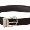 Dolce & Gabbana Black Canvas Leather Silver Logo Metal Buckle Men's Belt