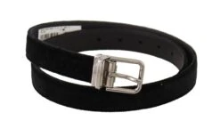 Dolce & Gabbana Black Casual Velvet Silver Metal Logo Buckle Men's Belt 7 Dolce & Gabbana Black Casual Velvet Silver Metal Logo Buckle Men's Belt -Lux Lair Store 4288349