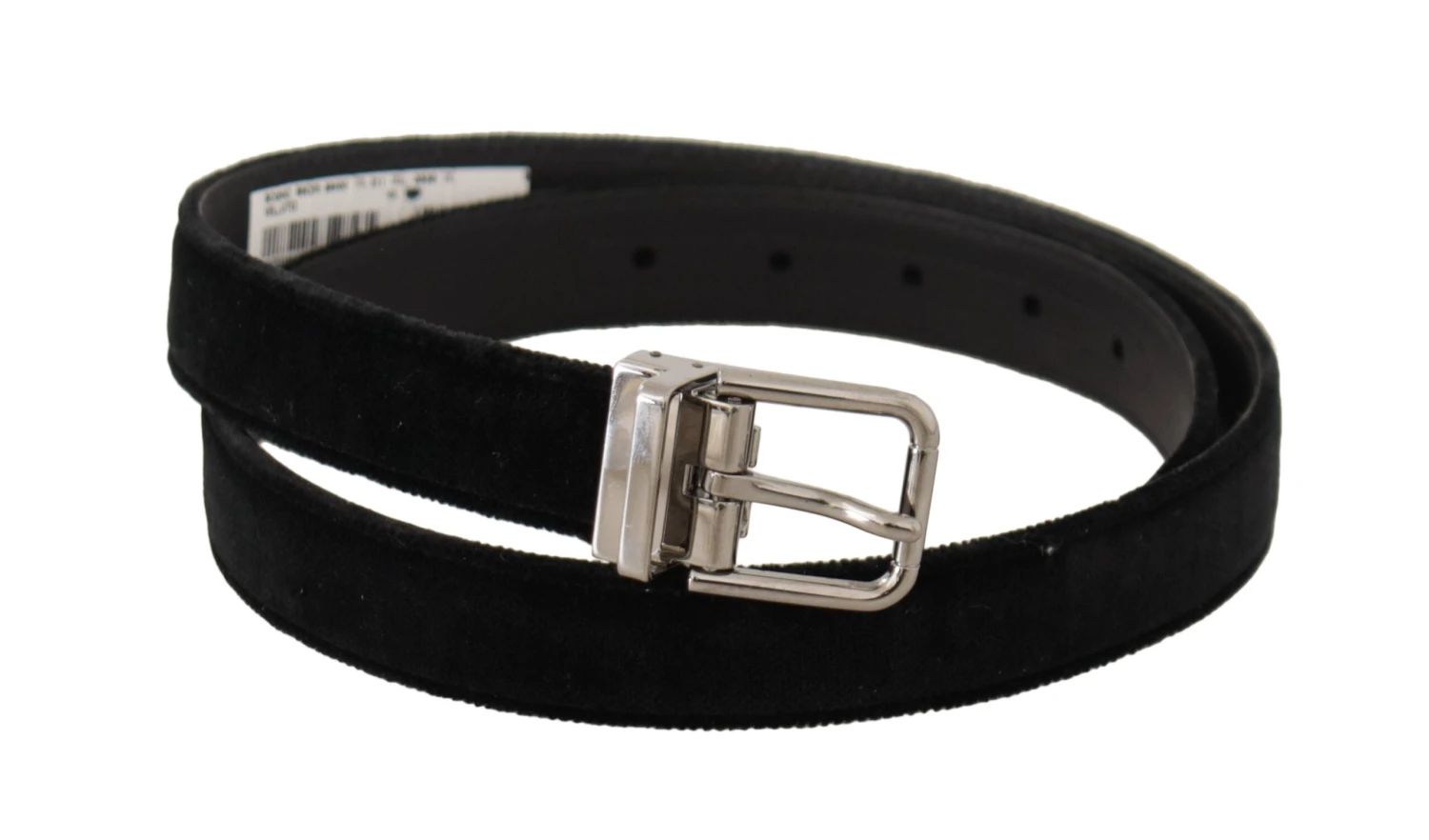 Dolce & Gabbana Black Casual Velvet Silver Metal Logo Buckle Men's Belt 4 Dolce & Gabbana Black Casual Velvet Silver Metal Logo Buckle Men's Belt - Image 2