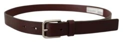 Dolce & Gabbana Maroon Calf Leather Silver Tone Metal Buckle Men's Belt -Lux Lair Store 4288368