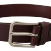Dolce & Gabbana Maroon Calf Leather Silver Tone Metal Buckle Men's Belt 1 Dolce & Gabbana Maroon Calf Leather Silver Tone Metal Buckle Men's Belt -Lux Lair Store 4288369