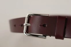 Dolce & Gabbana Maroon Calf Leather Silver Tone Metal Buckle Men's Belt -Lux Lair Store 4288371