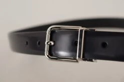 Dolce & Gabbana Black Calf Leather Silver Metal Logo Buckle Men's Belt (Pre-Owned) 9 Dolce & Gabbana Black Calf Leather Silver Metal Logo Buckle Men's Belt (Pre-Owned) -Lux Lair Store 4288404
