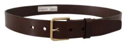 Dolce & Gabbana Brown Polished Leather Gold Tone Metal Buckle Men's Belt -Lux Lair Store 4288542