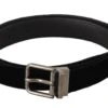 Dolce & Gabbana Black Classic Velvet Logo Engraved Metal Buckle Men's Belt