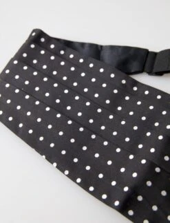 Dolce & Gabbana Black Silk Polka Waist Tuxedo Belt Men's Cummerbund