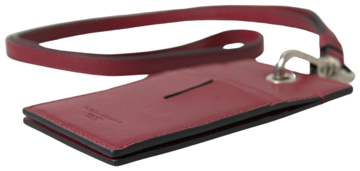 Dolce & Gabbana Red Leather Lanyard Logo Slim Card Holder Men Men's Wallet 6 Dolce & Gabbana Red Leather Lanyard Logo Slim Card Holder Men Men's Wallet - Image 4