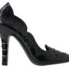 Dolce & Gabbana Black CINDERELLA Floral Crystal Heels Women's Shoes -Lux Lair Store 4293323