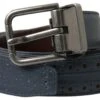 Dolce & Gabbana Blue Leather Perforated Metal Buckle Men's Belt -Lux Lair Store 4299227