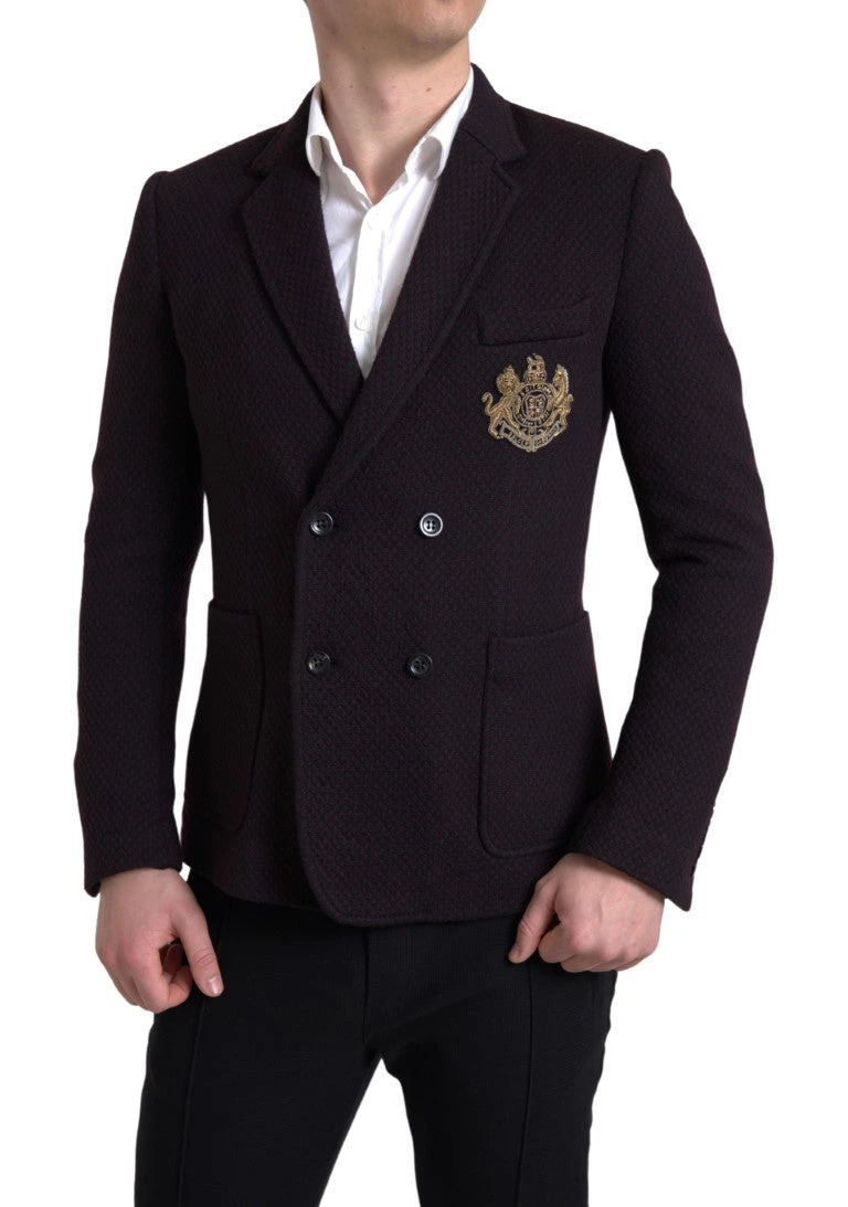 Dolce & Gabbana Purple Logo Embroidery Double Breasted Men's Blazer 3 Dolce & Gabbana Purple Logo Embroidery Double Breasted Men's Blazer