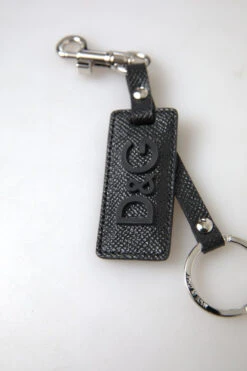 Dolce & Gabbana Black DG Logo Leather Silver Metal Men's Keychain 8 Dolce & Gabbana Black DG Logo Leather Silver Metal Men's Keychain -Lux Lair Store 4317611