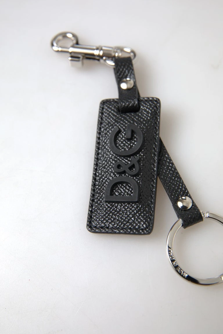 Dolce & Gabbana Black DG Logo Leather Silver Metal Men's Keychain 5 Dolce & Gabbana Black DG Logo Leather Silver Metal Men's Keychain - Image 3