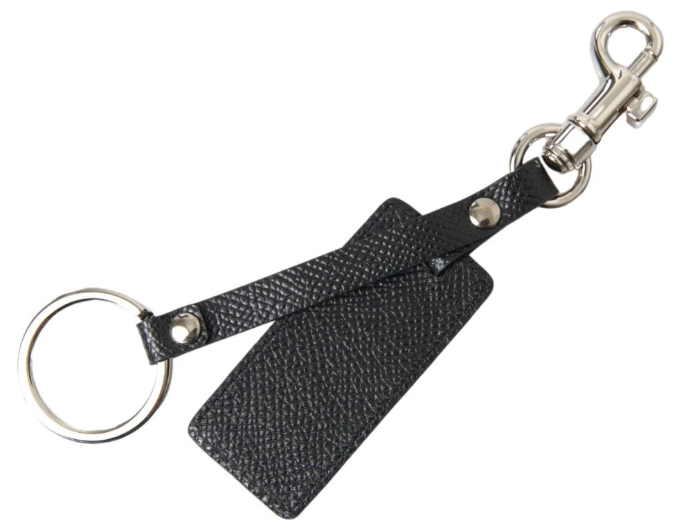 Dolce & Gabbana Black DG Logo Leather Silver Metal Men's Keychain 6 Dolce & Gabbana Black DG Logo Leather Silver Metal Men's Keychain - Image 4