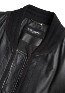 Dolce & Gabbana Black Leather Blouson Full Zip Bomber Men's Jacket -Lux Lair Store 4317885