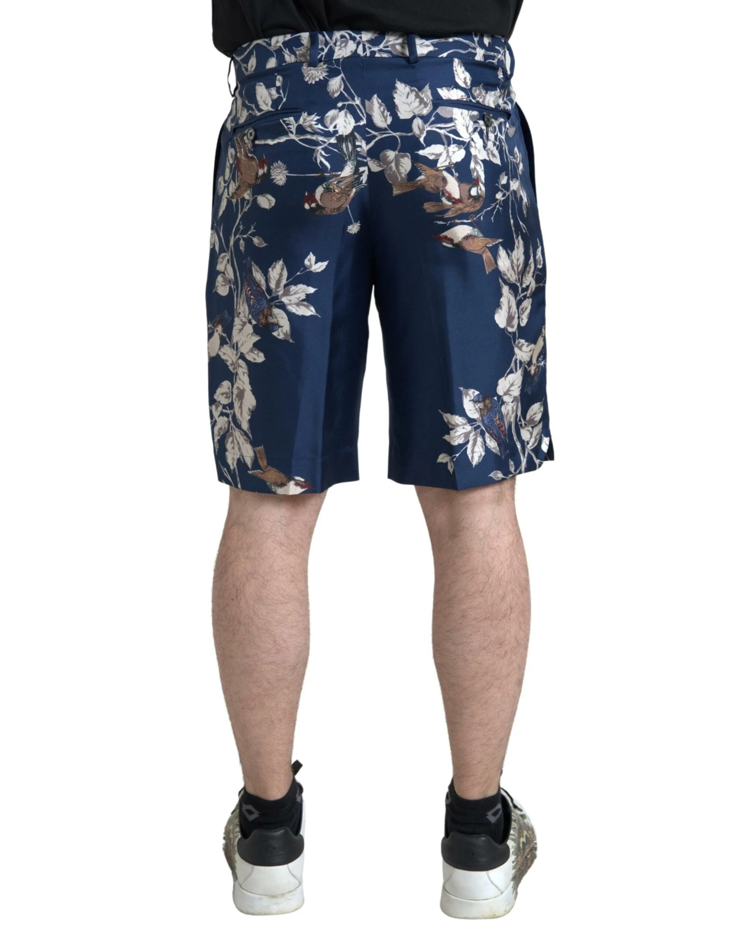 Dolce & Gabbana Blue Floral Print Silk Men Bermuda Men's Shorts 4 Dolce & Gabbana Blue Floral Print Silk Men Bermuda Men's Shorts - Image 2