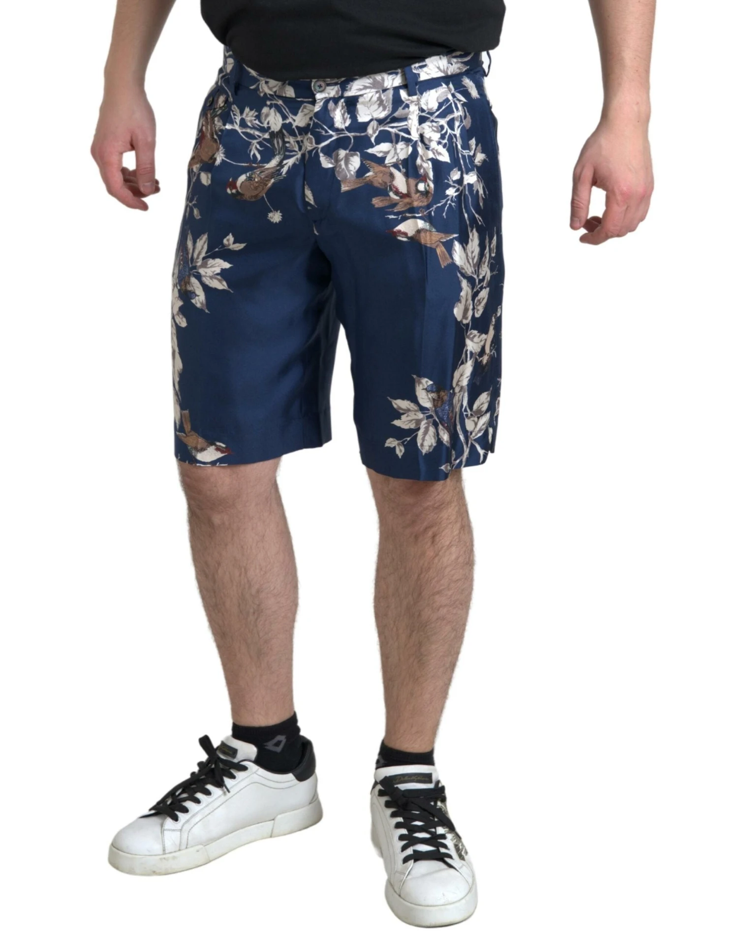 Dolce & Gabbana Blue Floral Print Silk Men Bermuda Men's Shorts 5 Dolce & Gabbana Blue Floral Print Silk Men Bermuda Men's Shorts - Image 3