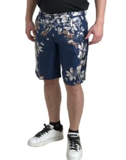 Dolce & Gabbana Blue Floral Print Silk Men Bermuda Men's Shorts 10 Dolce & Gabbana Blue Floral Print Silk Men Bermuda Men's Shorts -Lux Lair Store 4319051