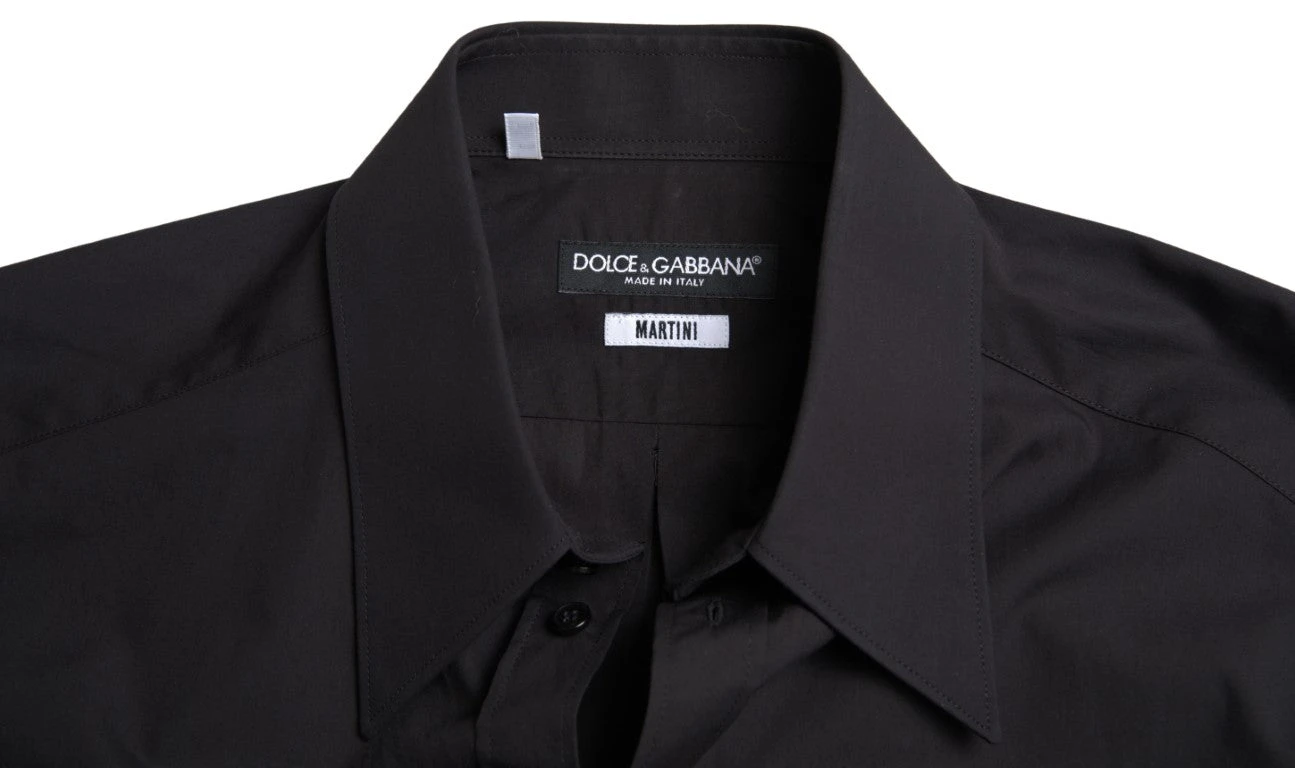 Dolce & Gabbana Black Cotton Men Long Sleeves MARTINI Men's Shirt 5 Dolce & Gabbana Black Cotton Men Long Sleeves MARTINI Men's Shirt - Image 3