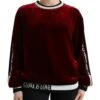 Dolce & Gabbana Bordeaux Velvet Crew Neck Pullover Women's Sweater 2 Dolce & Gabbana Bordeaux Velvet Crew Neck Pullover Women's Sweater -Lux Lair Store 4322082