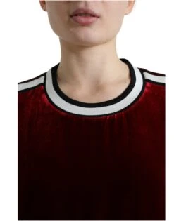 Dolce & Gabbana Bordeaux Velvet Crew Neck Pullover Women's Sweater 9 Dolce & Gabbana Bordeaux Velvet Crew Neck Pullover Women's Sweater -Lux Lair Store 4322085