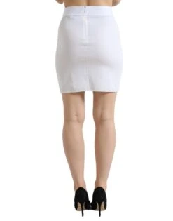 Dolce & Gabbana White Viscose High Waist Pencil Cut Mini Women's Skirt 9 Dolce & Gabbana White Viscose High Waist Pencil Cut Mini Women's Skirt -Lux Lair Store 4326908