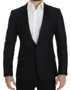 Dolce & Gabbana Black Wool MARTINI Slim Men's Blazer