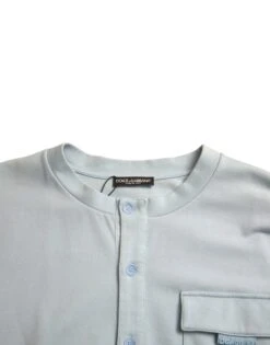 Dolce & Gabbana Light Blue Cotton Buttoned Pullover Men's Sweater 13 Dolce & Gabbana Light Blue Cotton Buttoned Pullover Men's Sweater -Lux Lair Store 4331284