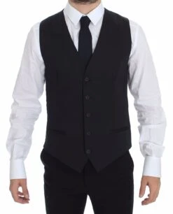 Dolce & Gabbana Blue Cotton Stretch Dress Vest Men's Blazer
