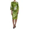 Dolce & Gabbana Green Floral Embellished Sheath Midi Women's Dress -Lux Lair Store 4332910