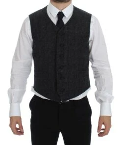 Dolce & Gabbana Gray Wool Blend Vest Gilet Men's Weste