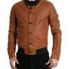 Dolce & Gabbana Brown Lambskin Leather Perforated Men's Jacket -Lux Lair Store 4339956